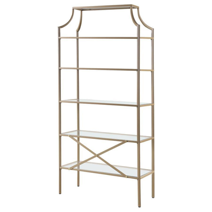 Serena - 5 - Shelf Glass Bookshelf - Gold Standard Bookcase modern furniture Contempo Furniture