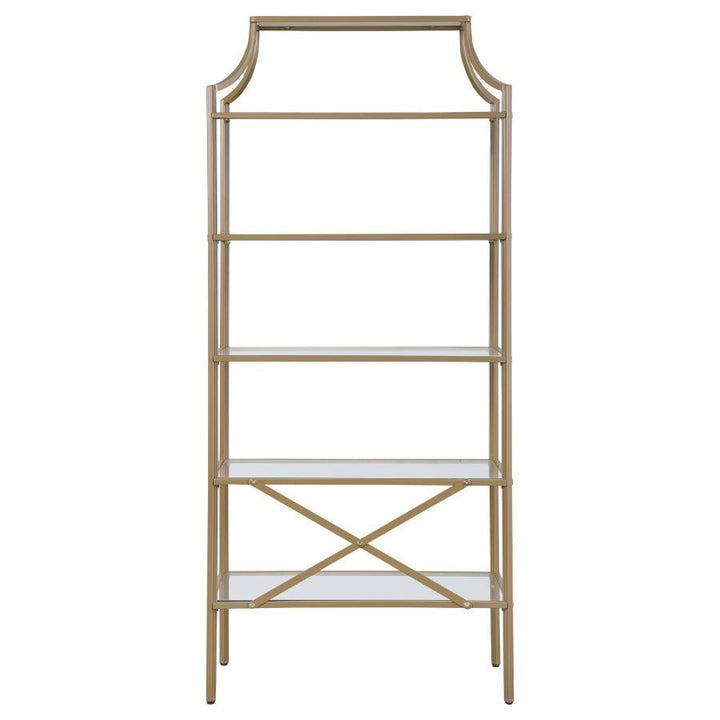 Serena - 5 - Shelf Glass Bookshelf - Gold Standard Bookcase modern furniture Contempo Furniture