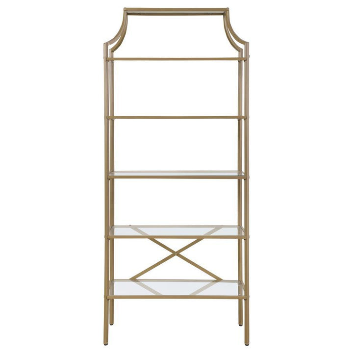Serena - 5 - Shelf Glass Bookshelf - Gold Standard Bookcase modern furniture Contempo Furniture