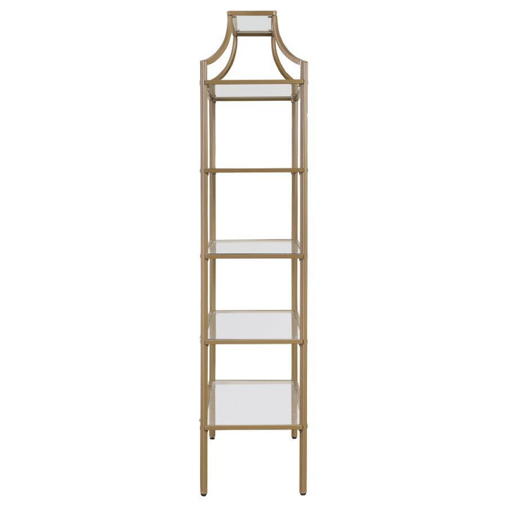 Serena - 5 - Shelf Glass Bookshelf - Gold Standard Bookcase modern furniture Contempo Furniture