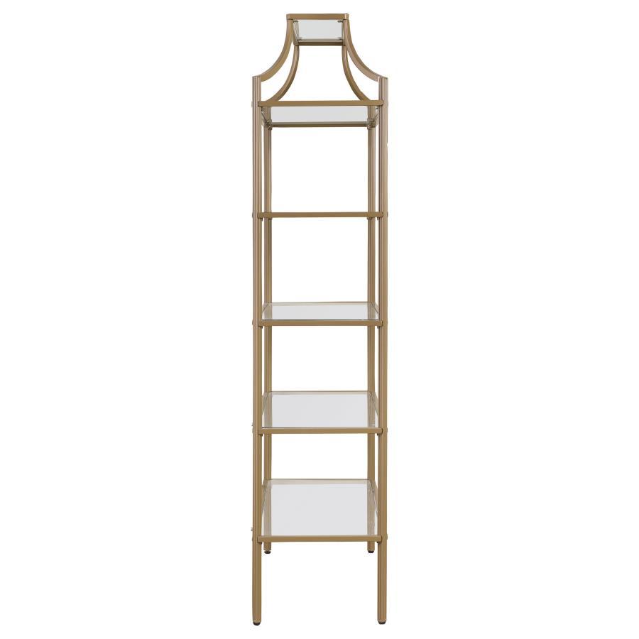 Serena - 5 - Shelf Glass Bookshelf - Gold Standard Bookcase modern furniture Contempo Furniture