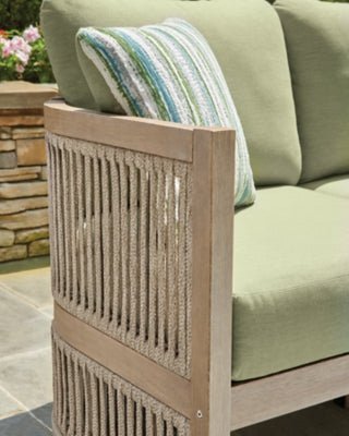 Serena Shores Outdoor Sofa with Cushion - Green Outdoor Seating modern furniture Contempo Furniture