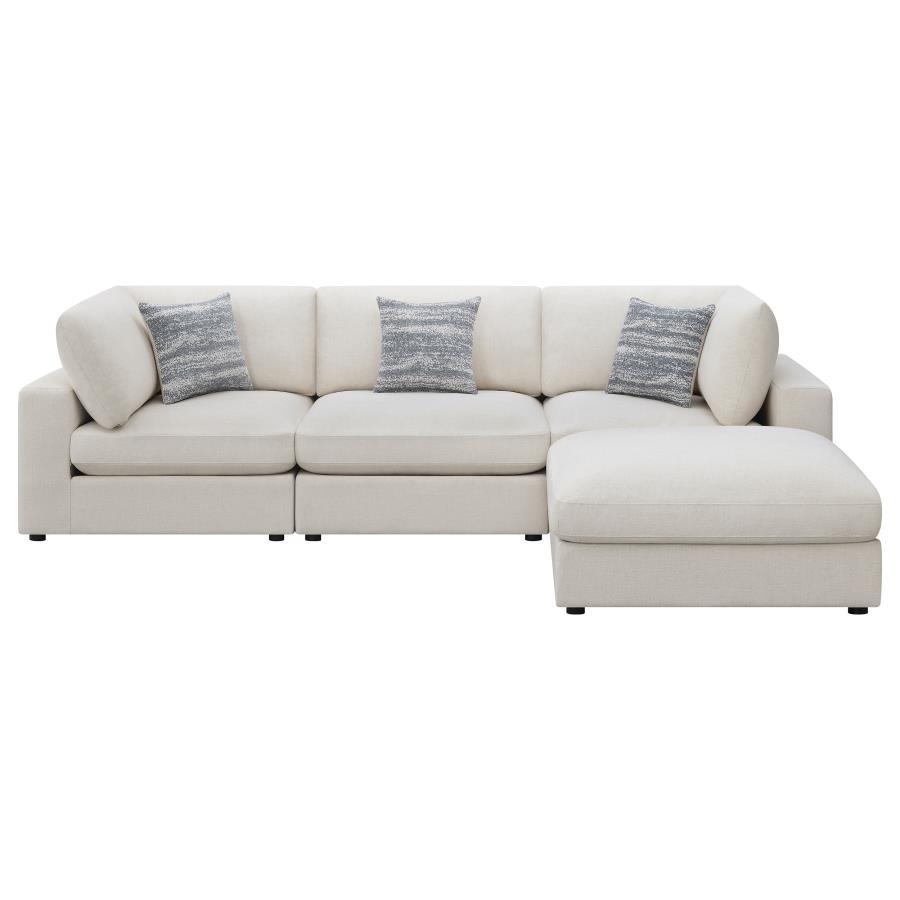 Serene - 4 Piece Upholstered Modular Sectional Sofa - Beige Stationary Sectional modern furniture Contempo Furniture