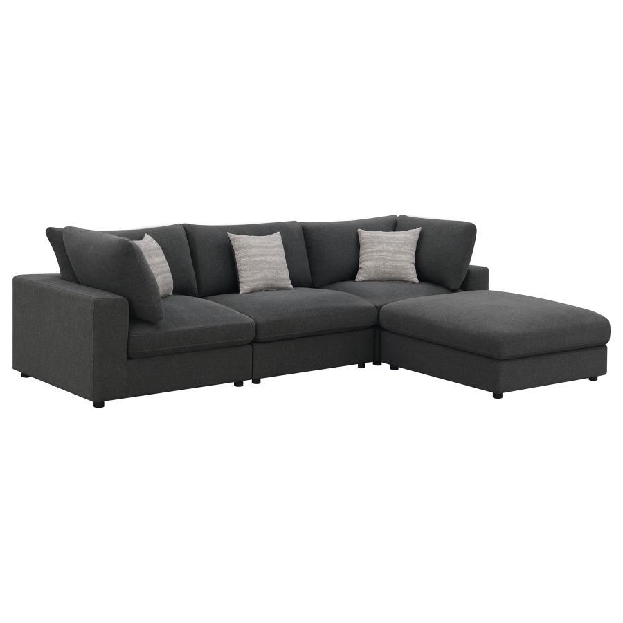 Serene - 4 Piece Upholstered Modular Sectional Sofa - Charcoal Stationary Sectional modern furniture Contempo Furniture