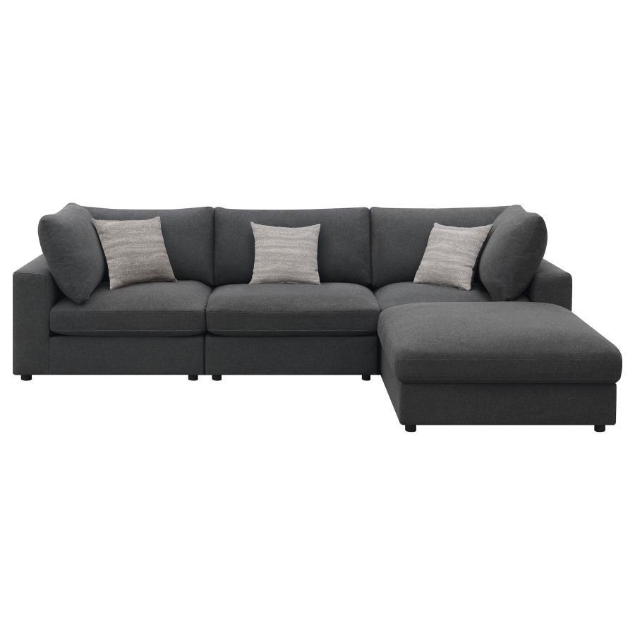 Serene - 4 Piece Upholstered Modular Sectional Sofa - Charcoal Stationary Sectional modern furniture Contempo Furniture