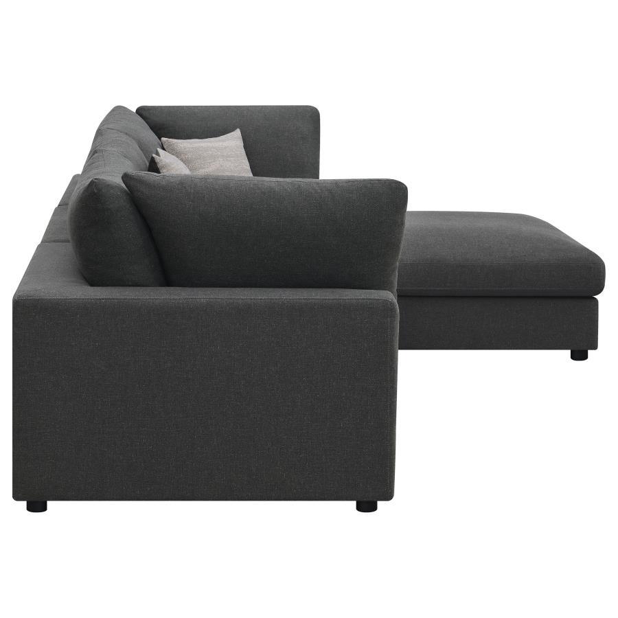 Serene - 4 Piece Upholstered Modular Sectional Sofa - Charcoal Stationary Sectional modern furniture Contempo Furniture