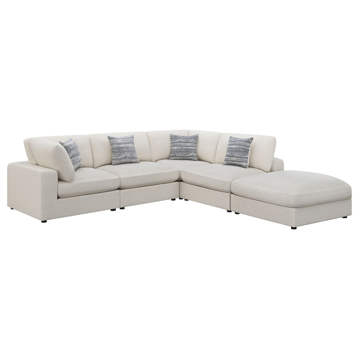 Serene - 5 Piece Upholstered Modular Sectional Sofa - Beige Stationary Sectional modern furniture Contempo Furniture