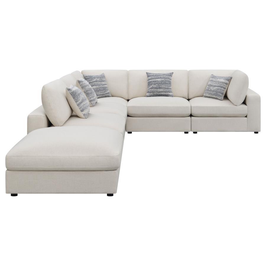 Serene - 6 Piece Upholstered Modular Sectional Sofa - Beige Stationary Sectional modern furniture Contempo Furniture