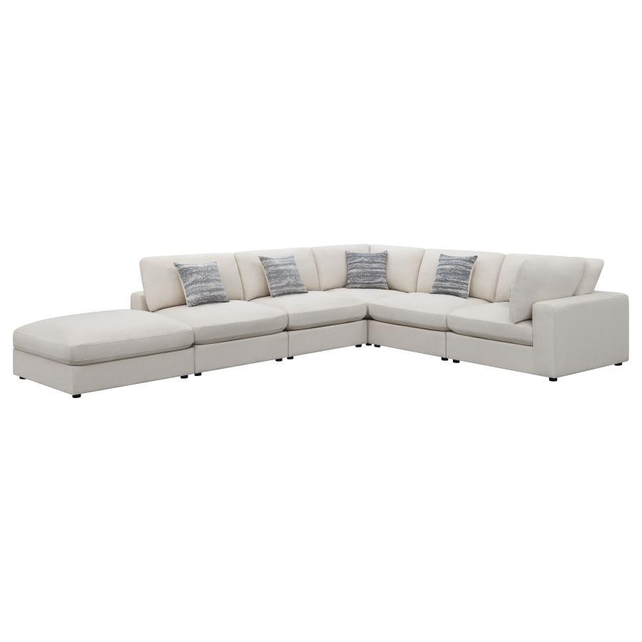 Serene - 6 Piece Upholstered Modular Sectional Sofa - Beige Stationary Sectional modern furniture Contempo Furniture