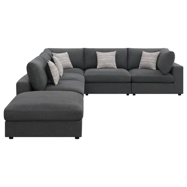 Serene - 6 Piece Upholstered Modular Sectional Sofa - Charcoal Stationary Sectional modern furniture Contempo Furniture