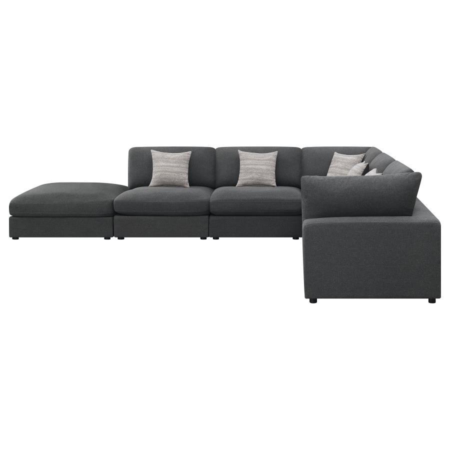Serene - 6 Piece Upholstered Modular Sectional Sofa - Charcoal Stationary Sectional modern furniture Contempo Furniture