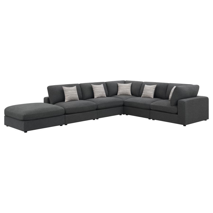 Serene - 6 Piece Upholstered Modular Sectional Sofa - Charcoal Stationary Sectional modern furniture Contempo Furniture
