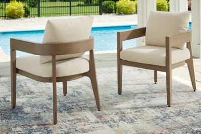 Serene Bay Outdoor Dining Arm Chair with Cushion (Set of 2) - Dark Brown Chair Set modern furniture Contempo Furniture
