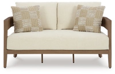 Serene Bay Outdoor Loveseat with Cushion - Dark Brown Loveseat modern furniture Contempo Furniture