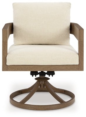Serene Bay Outdoor Swivel Dining Chair with Cushion (Set of 2) - Dark Brown Chair Set modern furniture Contempo Furniture