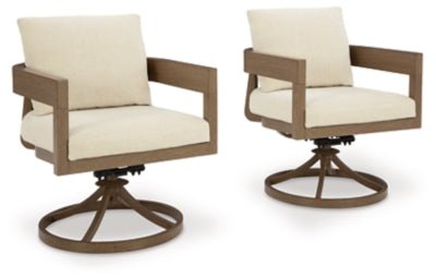 Serene Bay Outdoor Swivel Dining Chair with Cushion (Set of 2) - Dark Brown Chair Set modern furniture Contempo Furniture