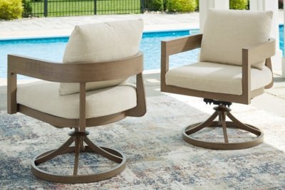 Serene Bay Outdoor Swivel Dining Chair with Cushion (Set of 2) - Dark Brown Chair Set modern furniture Contempo Furniture