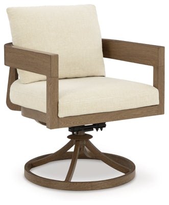 Serene Bay Outdoor Swivel Dining Chair with Cushion (Set of 2) - Dark Brown Chair Set modern furniture Contempo Furniture