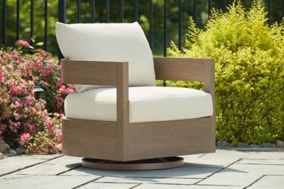 Serene Bay Outdoor Swivel Glider Chair with Cushion - Dark Brown Swivel Chair modern furniture Contempo Furniture