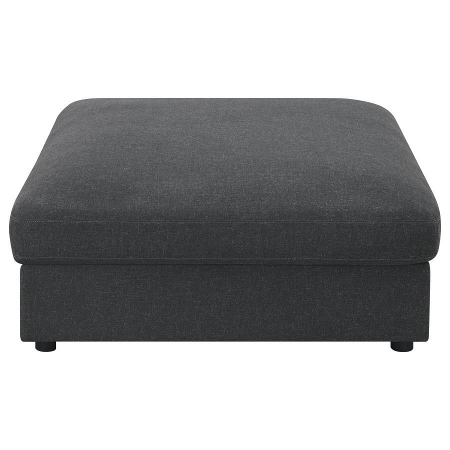 Serene - Square Upholstered Ottoman - Charcoal Upholstered Ottoman modern furniture Contempo Furniture