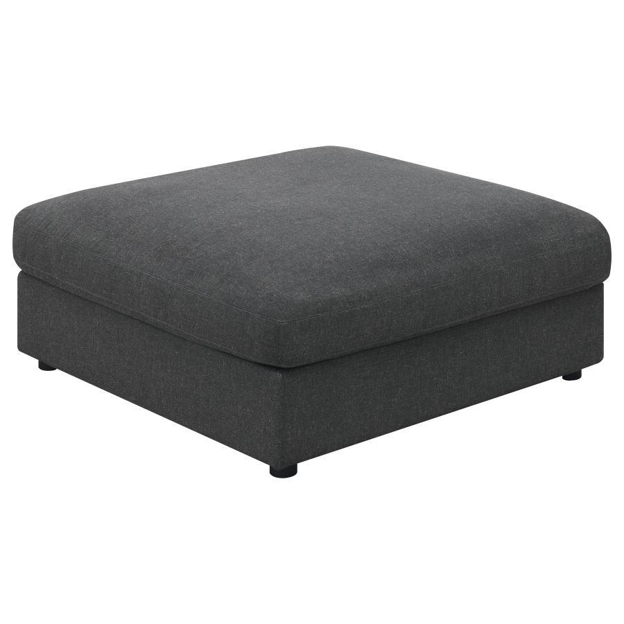 Serene - Square Upholstered Ottoman - Charcoal Upholstered Ottoman modern furniture Contempo Furniture