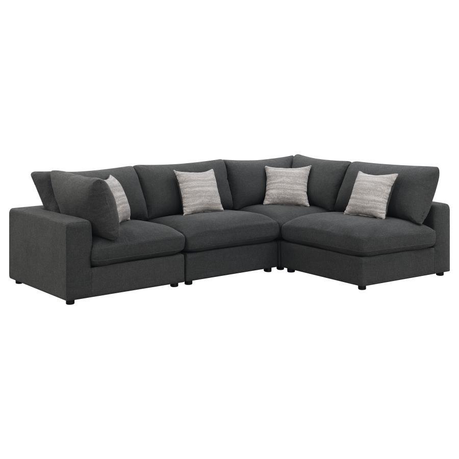 Serene - Upholstered 4 Piece Modular Sectional Sofa - Charcoal Stationary Sectional modern furniture Contempo Furniture