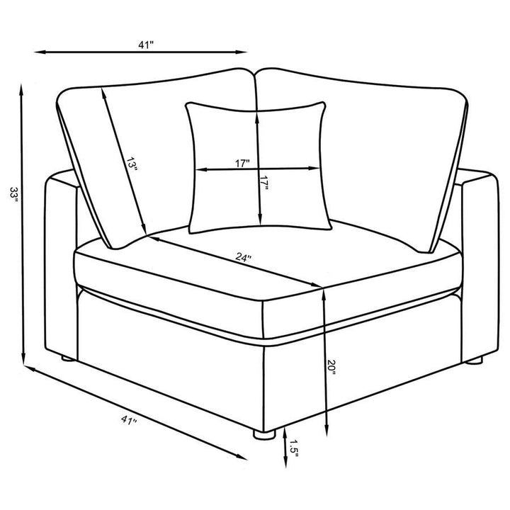 Serene - Upholstered 4 Piece Modular Sectional Sofa - Charcoal Stationary Sectional modern furniture Contempo Furniture