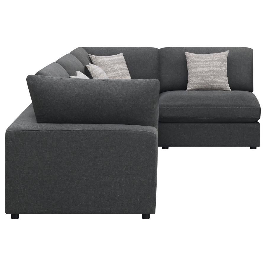 Serene - Upholstered 4 Piece Modular Sectional Sofa - Charcoal Stationary Sectional modern furniture Contempo Furniture