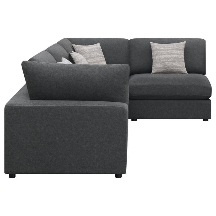 Serene - Upholstered 4 Piece Modular Sectional Sofa - Charcoal Stationary Sectional modern furniture Contempo Furniture