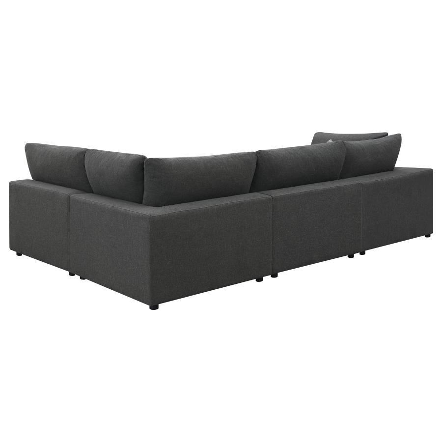 Serene - Upholstered 4 Piece Modular Sectional Sofa - Charcoal Stationary Sectional modern furniture Contempo Furniture