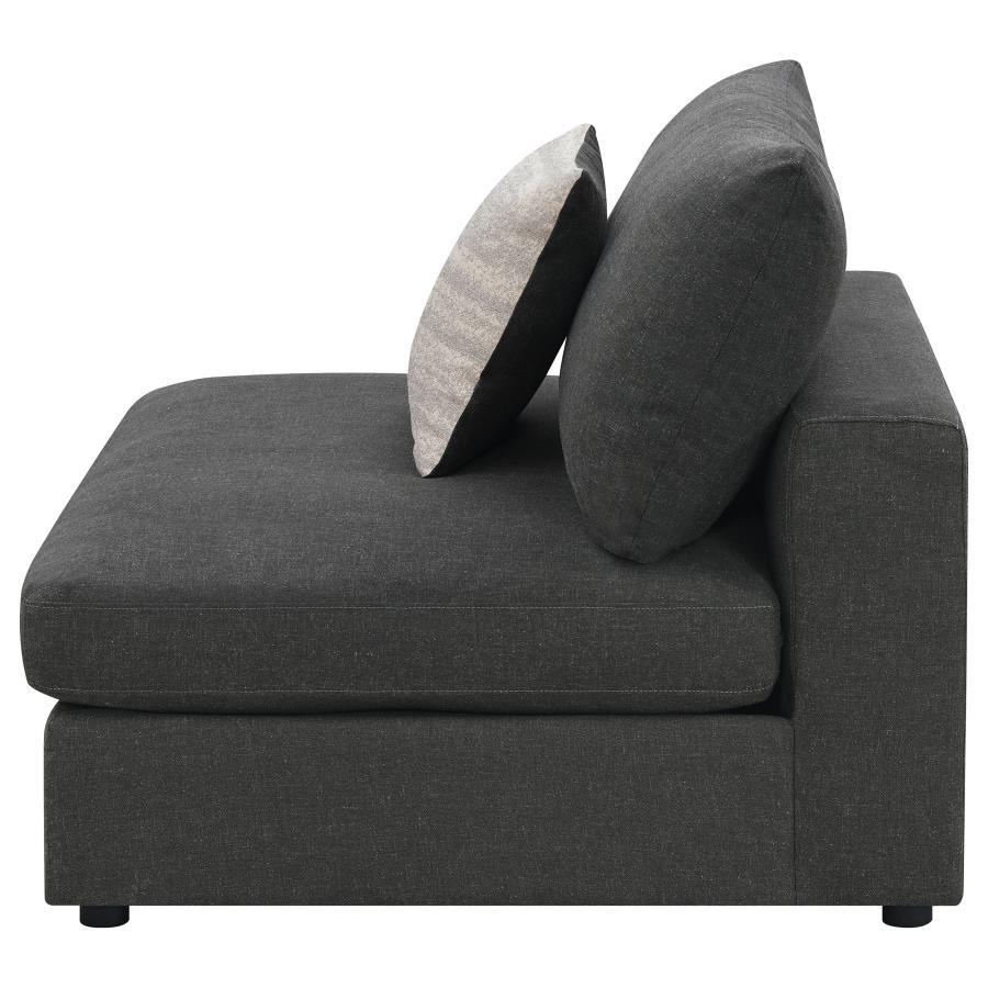 Serene - Upholstered Armless Chair - Charcoal Stationary Chair modern furniture Contempo Furniture