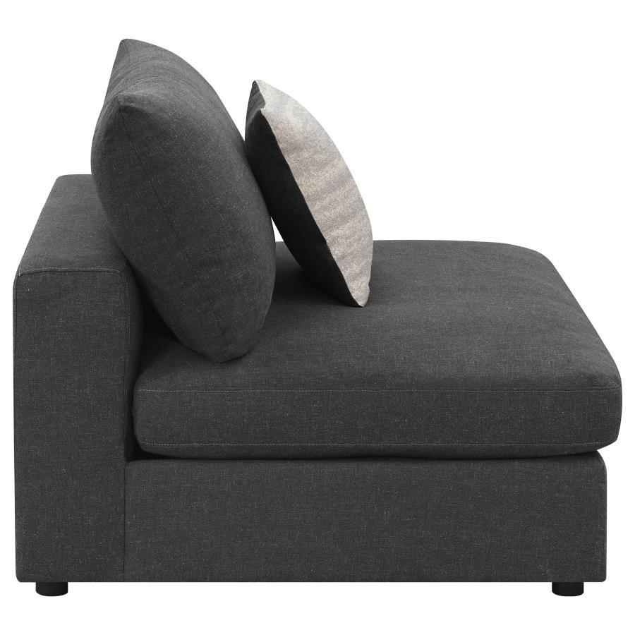 Serene - Upholstered Armless Chair - Charcoal Stationary Chair modern furniture Contempo Furniture