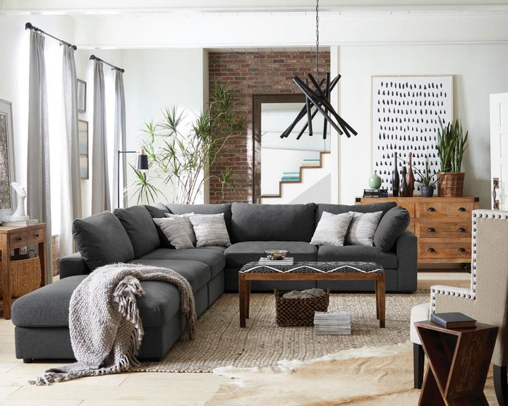 Serene - Upholstered Armless Chair - Charcoal Stationary Chair modern furniture Contempo Furniture