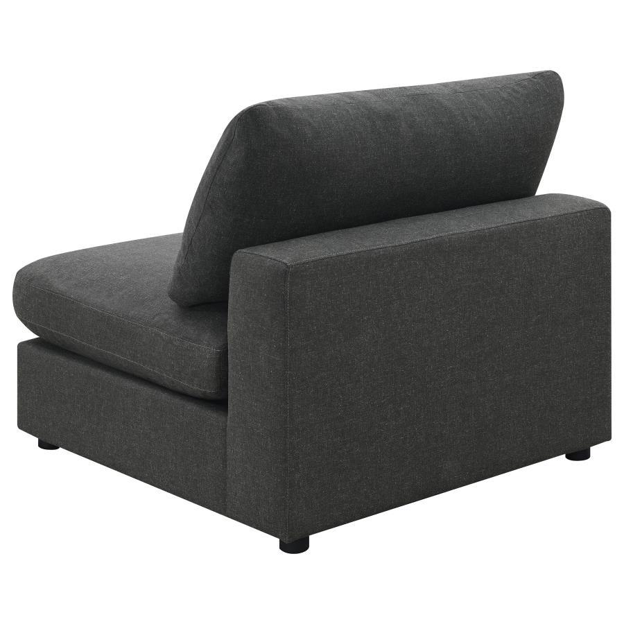 Serene - Upholstered Armless Chair - Charcoal Stationary Chair modern furniture Contempo Furniture