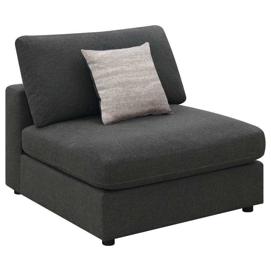 Serene - Upholstered Armless Chair - Charcoal Stationary Chair modern furniture Contempo Furniture