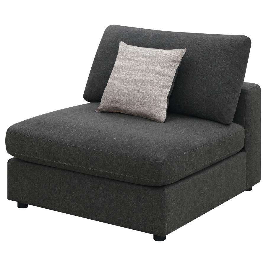 Serene - Upholstered Armless Chair - Charcoal Stationary Chair modern furniture Contempo Furniture