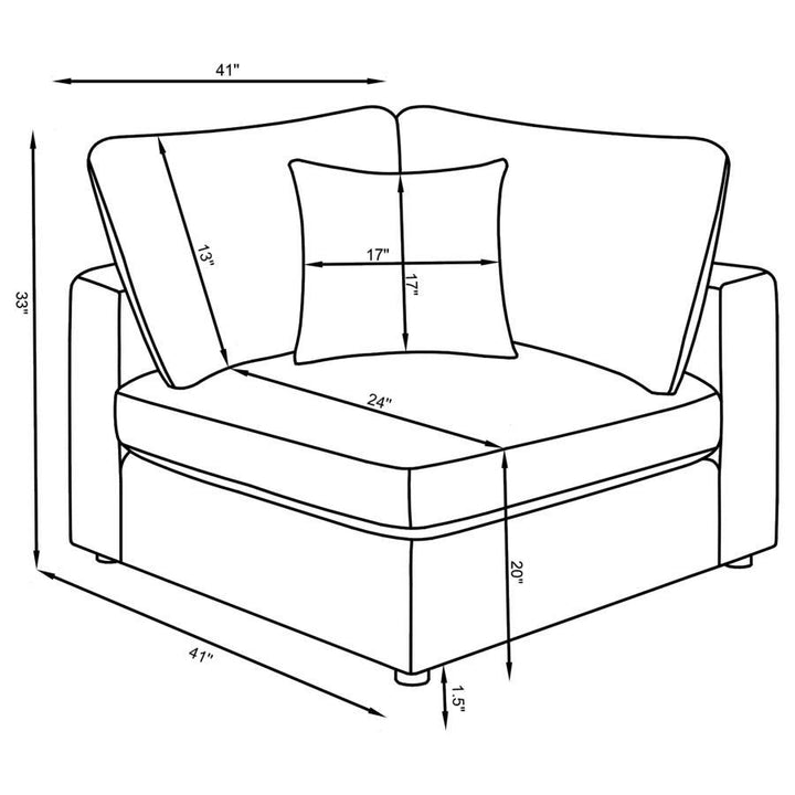 Serene - Upholstered Corner - Charcoal Corners modern furniture Contempo Furniture