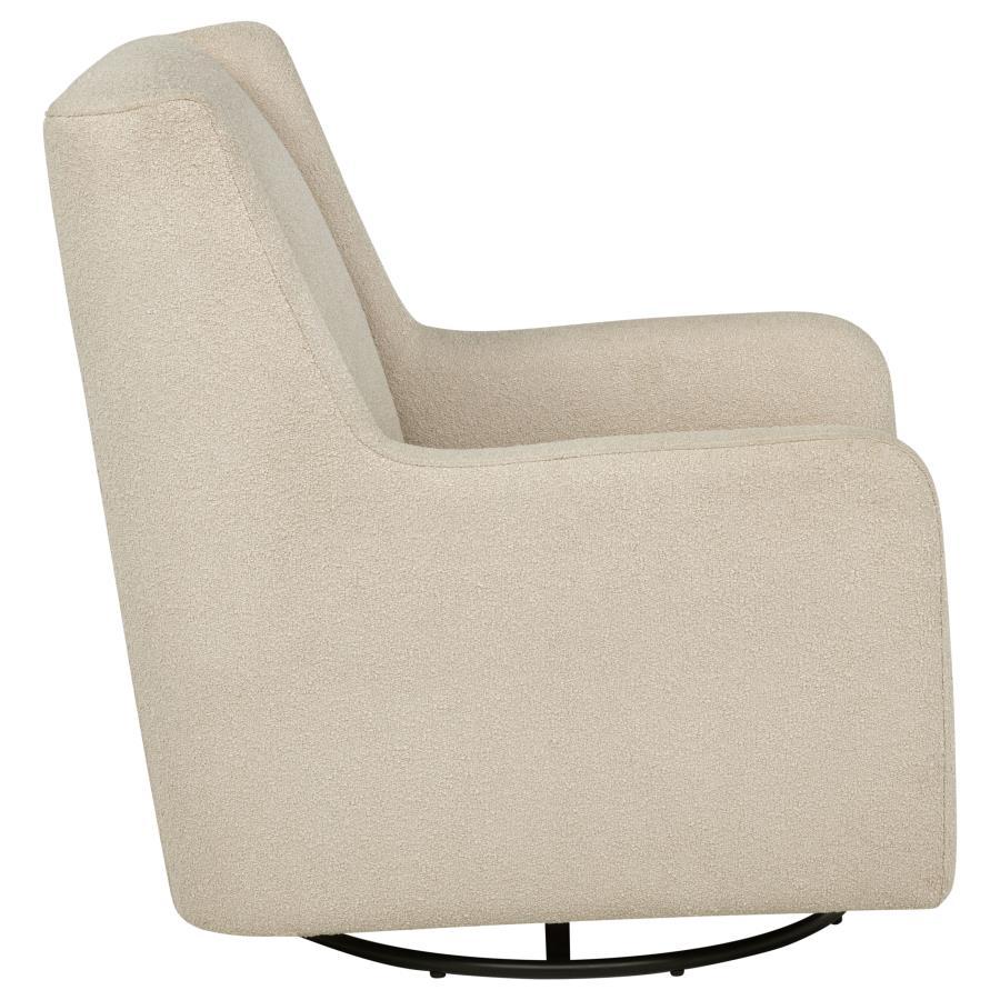 Serra - Boucle Upholstered Swivel Glider Recliner - Sandy Beige Swivel Glider Chair modern furniture Contempo Furniture