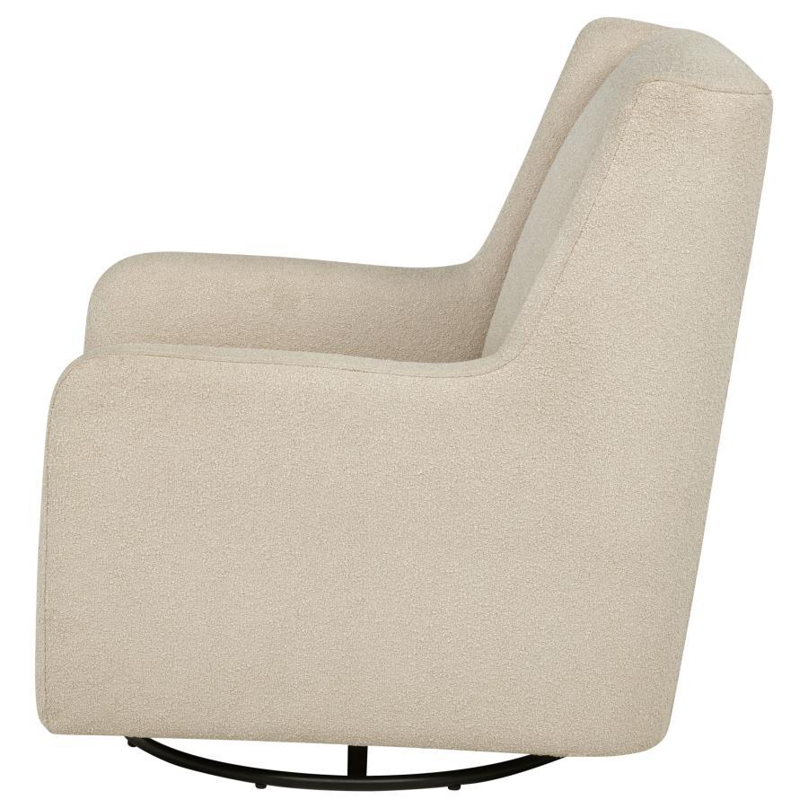 Serra - Boucle Upholstered Swivel Glider Recliner - Sandy Beige Swivel Glider Chair modern furniture Contempo Furniture