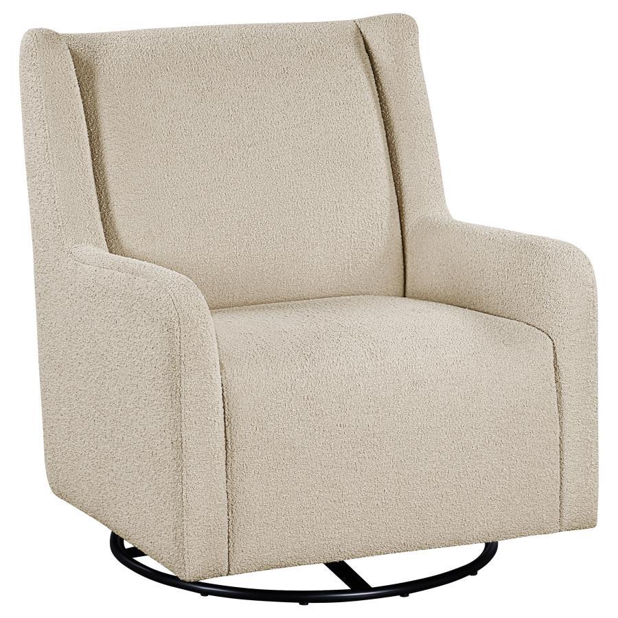 Serra - Boucle Upholstered Swivel Glider Recliner - Sandy Beige Swivel Glider Chair modern furniture Contempo Furniture