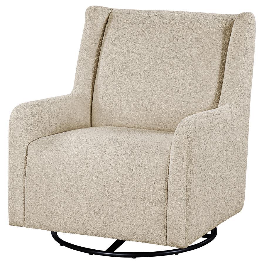 Serra - Boucle Upholstered Swivel Glider Recliner - Sandy Beige Swivel Glider Chair modern furniture Contempo Furniture