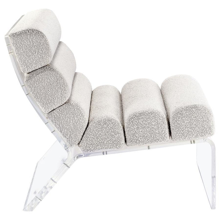 Serreta - Boucle Upholstered Armless Acrylic Chair - Ivory Armless Chair modern furniture Contempo Furniture