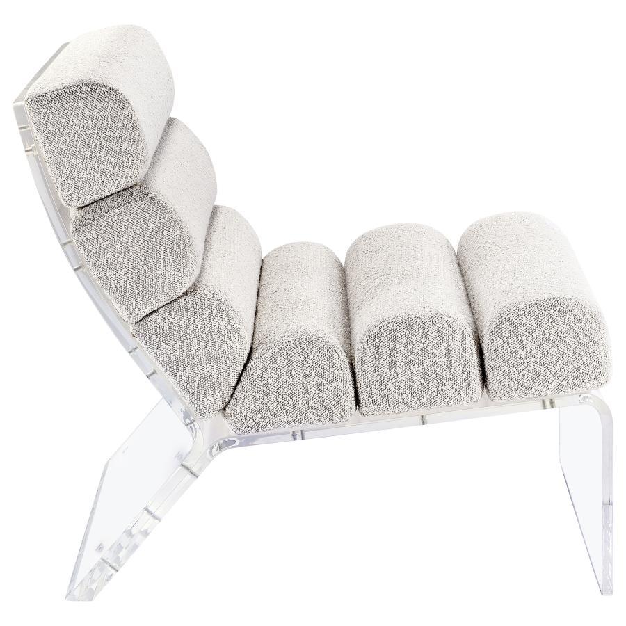 Serreta - Boucle Upholstered Armless Acrylic Chair - Ivory Armless Chair modern furniture Contempo Furniture