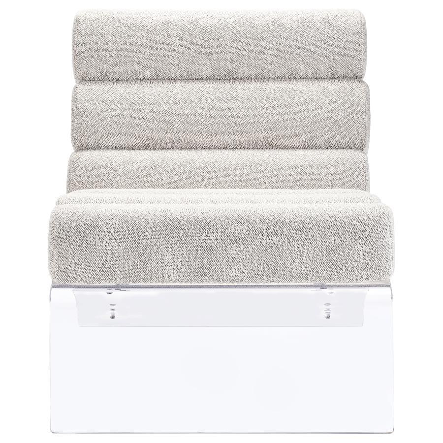 Serreta - Boucle Upholstered Armless Acrylic Chair - Ivory Armless Chair modern furniture Contempo Furniture
