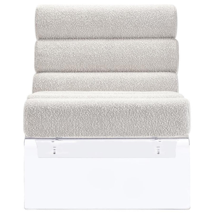 Serreta - Boucle Upholstered Armless Acrylic Chair - Ivory Armless Chair modern furniture Contempo Furniture