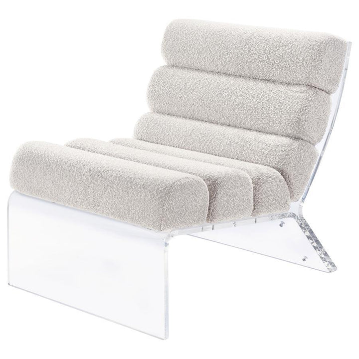 Serreta - Boucle Upholstered Armless Acrylic Chair - Ivory Armless Chair modern furniture Contempo Furniture