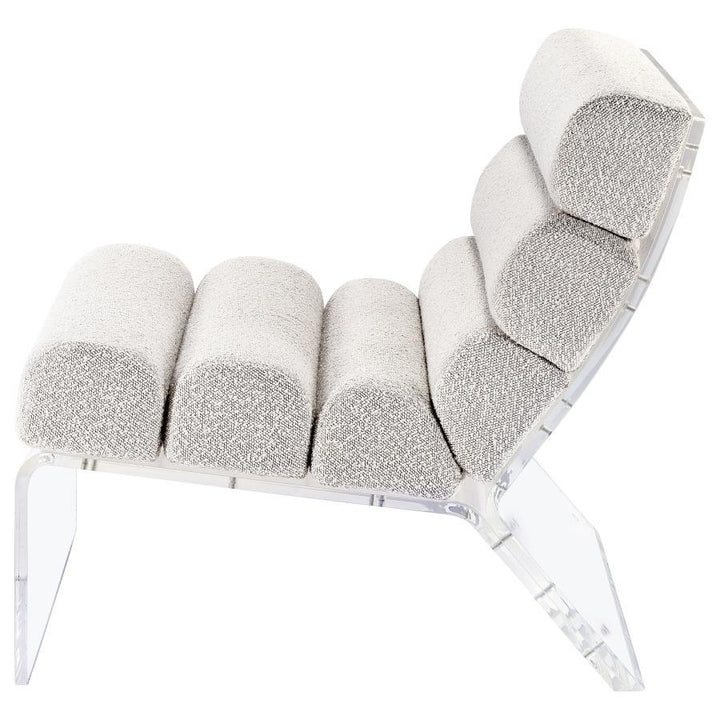 Serreta - Boucle Upholstered Armless Acrylic Chair - Ivory Armless Chair modern furniture Contempo Furniture
