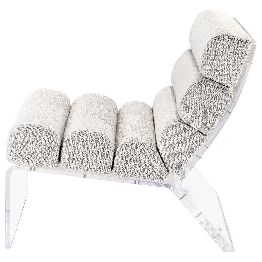 Serreta - Boucle Upholstered Armless Acrylic Chair - Ivory Armless Chair modern furniture Contempo Furniture