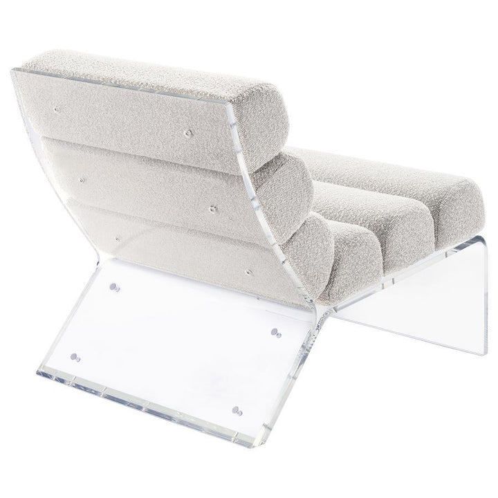 Serreta - Boucle Upholstered Armless Acrylic Chair - Ivory Armless Chair modern furniture Contempo Furniture