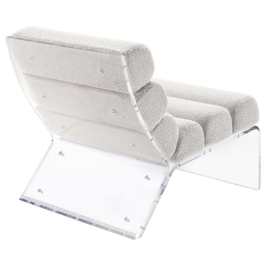 Serreta - Boucle Upholstered Armless Acrylic Chair - Ivory Armless Chair modern furniture Contempo Furniture